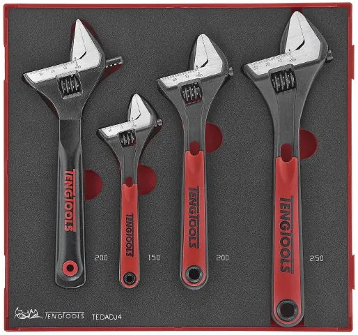 Teng Tools TEDADJ4 verstellbarer Schraubenschlüsselsatz, 4-teilig