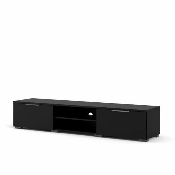 TVILUM Match TV-Tisch, mit 1 Regal und 2 Schubladen - schwarze Folie und Kunststoff (172,7x39,9)